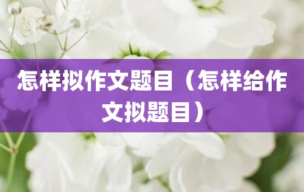 怎样拟作文题目（怎样给作文拟题目）