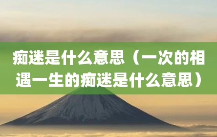 痴迷是什么意思（一次的相遇一生的痴迷是什么意思）