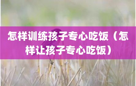 怎样训练孩子专心吃饭（怎样让孩子专心吃饭）
