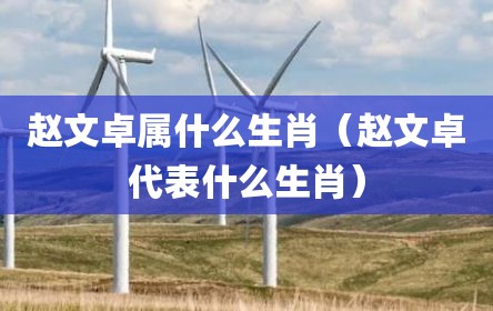 赵文卓属什么生肖（赵文卓代表什么生肖）