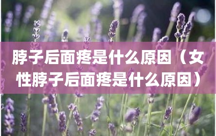 脖子后面疼是什么原因（女性脖子后面疼是什么原因）