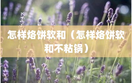 怎样烙饼软和（怎样烙饼软和不粘锅）