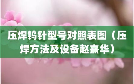 压焊钨针型号对照表图（压焊方法及设备赵熹华）