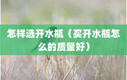 怎样选开水瓶（买开水瓶怎么的质量好）