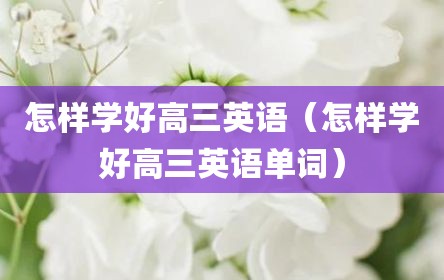 怎样学好高三英语（怎样学好高三英语单词）