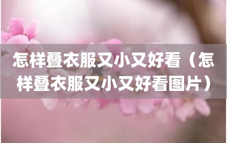 怎样叠衣服又小又好看（怎样叠衣服又小又好看图片）