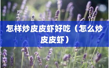 怎样炒皮皮虾好吃（怎么炒皮皮虾）
