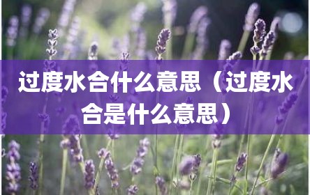 过度水合什么意思（过度水合是什么意思）