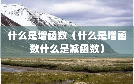 什么是增函数（什么是增函数什么是减函数）