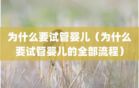 为什么要试管婴儿（为什么要试管婴儿的全部流程）