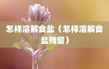 怎样溶解食盐（怎样溶解食盐残留）