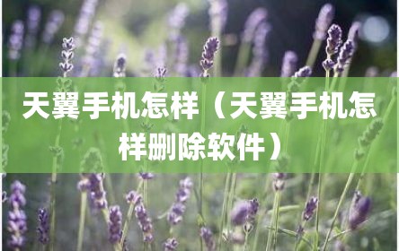 天翼手机怎样（天翼手机怎样删除软件）