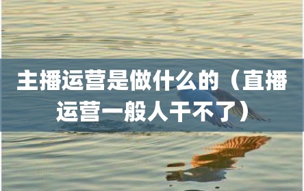 主播运营是做什么的（直播运营一般人干不了）