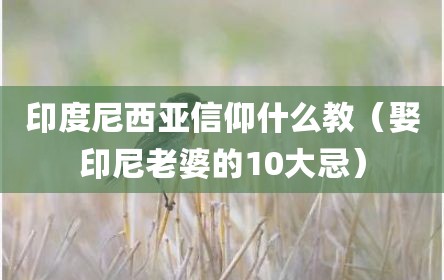印度尼西亚信仰什么教（娶印尼老婆的10大忌）