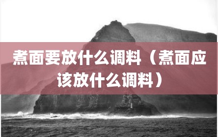 煮面要放什么调料（煮面应该放什么调料）