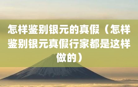 怎样鉴别银元的真假（怎样鉴别银元真假行家都是这样做的）