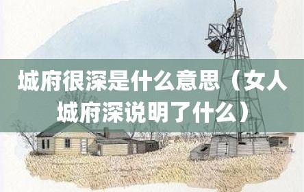 城府很深是什么意思（女人城府深说明了什么）