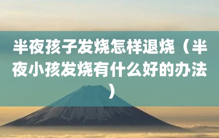 半夜孩子发烧怎样退烧（半夜小孩发烧有什么好的办法）