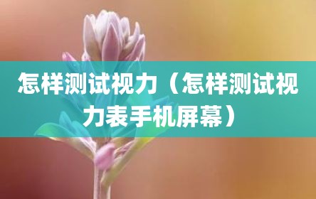 怎样测试视力（怎样测试视力表手机屏幕）