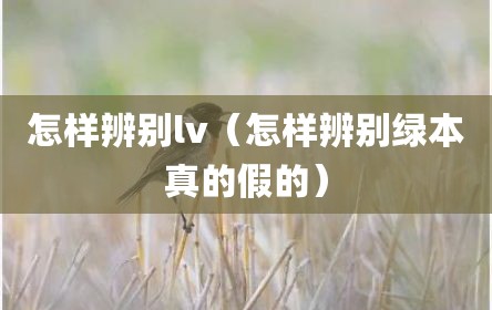怎样辨别lv（怎样辨别绿本真的假的）