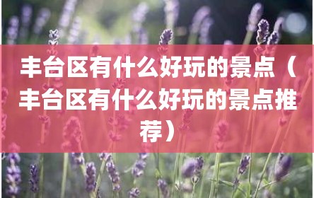 丰台区有什么好玩的景点（丰台区有什么好玩的景点推荐）