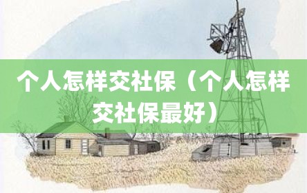 个人怎样交社保（个人怎样交社保最好）