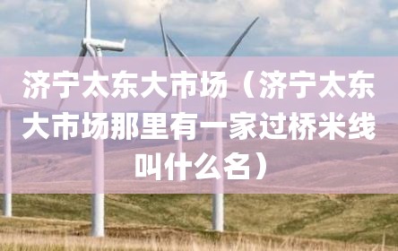 济宁太东大市场（济宁太东大市场那里有一家过桥米线叫什么名）