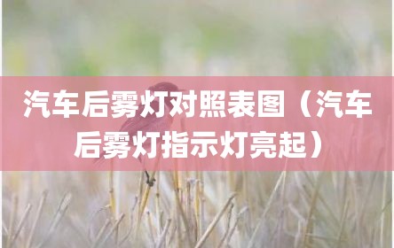 汽车后雾灯对照表图（汽车后雾灯指示灯亮起）