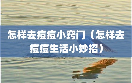 怎样去痘痘小窍门（怎样去痘痘生活小妙招）