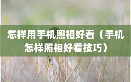 怎样用手机照相好看（手机怎样照相好看技巧）