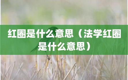 红圈是什么意思（法学红圈是什么意思）