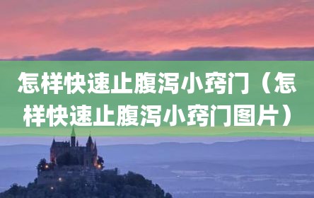 怎样快速止腹泻小窍门（怎样快速止腹泻小窍门图片）