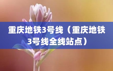 重庆地铁3号线（重庆地铁3号线全线站点）