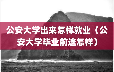 公安大学出来怎样就业（公安大学毕业前途怎样）