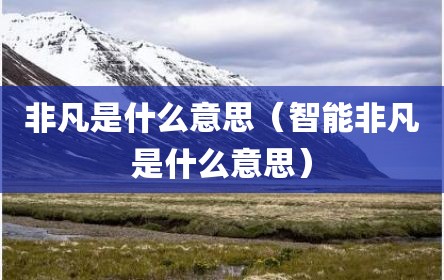 非凡是什么意思（智能非凡是什么意思）