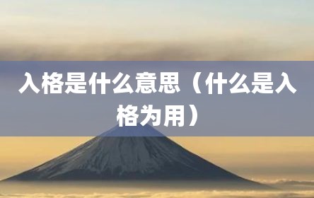 入格是什么意思（什么是入格为用）