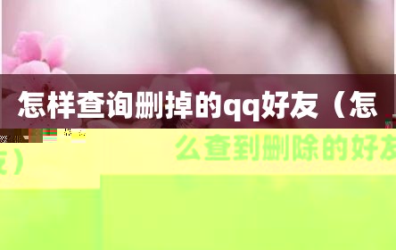 怎样查询删掉的qq好友（怎么查到删除的好友）