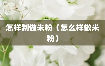 怎样制做米粉（怎么样做米粉）