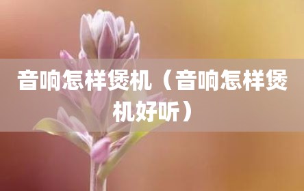 音响怎样煲机（音响怎样煲机好听）