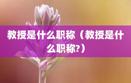 教授是什么职称（教授是什么职称?）