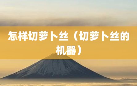 怎样切萝卜丝（切萝卜丝的机器）