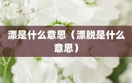 漂是什么意思（漂脱是什么意思）