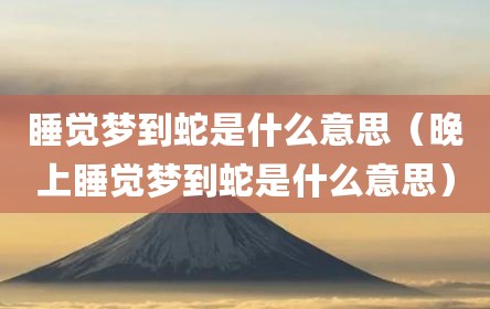 睡觉梦到蛇是什么意思（晚上睡觉梦到蛇是什么意思）