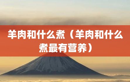 羊肉和什么煮（羊肉和什么煮最有营养）