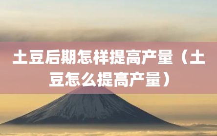 土豆后期怎样提高产量（土豆怎么提高产量）