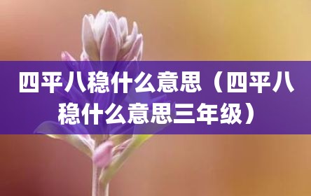 四平八稳什么意思（四平八稳什么意思三年级）