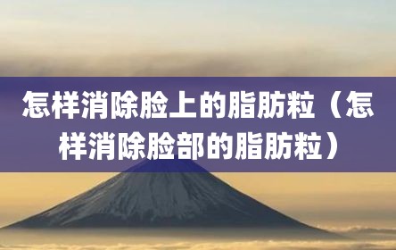 怎样消除脸上的脂肪粒（怎样消除脸部的脂肪粒）