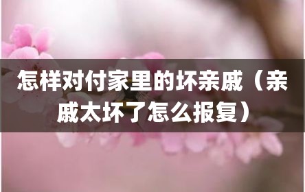 怎样对付家里的坏亲戚（亲戚太坏了怎么报复）