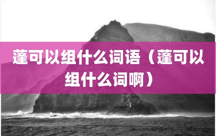 蓬可以组什么词语（蓬可以组什么词啊）