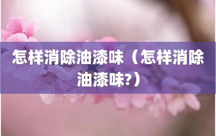 怎样消除油漆味（怎样消除油漆味?）